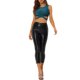thumbnail image 2 of INSPIRAR CHIC Top Corto Sin Mangas con Brillo de Cuello Redondo y Cruce para Mujeres 2XL Azul Teal, 2 of 6