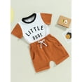 thumbnail image 3 of Bagilaanoe 2pcs Toddler Baby Boy Short Pants Set Short Sleeve Letter Print T Shirt Tops + Shorts 3M 6M 12M 18M 24M 3T Kids Casual Summer Outfits, 3 of 9