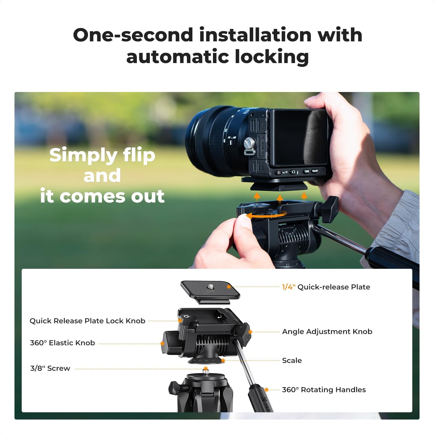 K&F CONCEPT 68" Lightweight Portable Travel Outdoor DSLR Tripods for Camera Phone Video Recording Tripod Stand, Cellphone Clip for Live Streaming Vlog