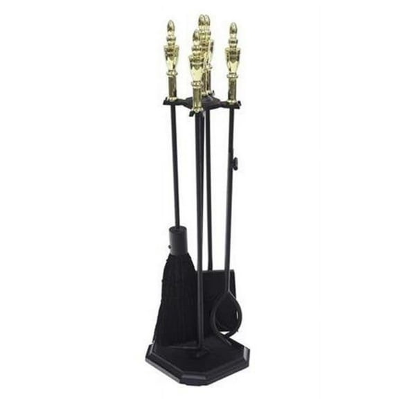 Achla Designs Minuteman International Westford Fireplace Set of 4 Tools, 30.5 Inch Tall, Polished Brass and Black