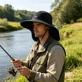 thumbnail image 3 of Sun Hat Adjustable Drawstring UPF 50+ Breathable Mesh Sides Quick-Dry Lightweight Collapsible Travel Hat, 3 of 8