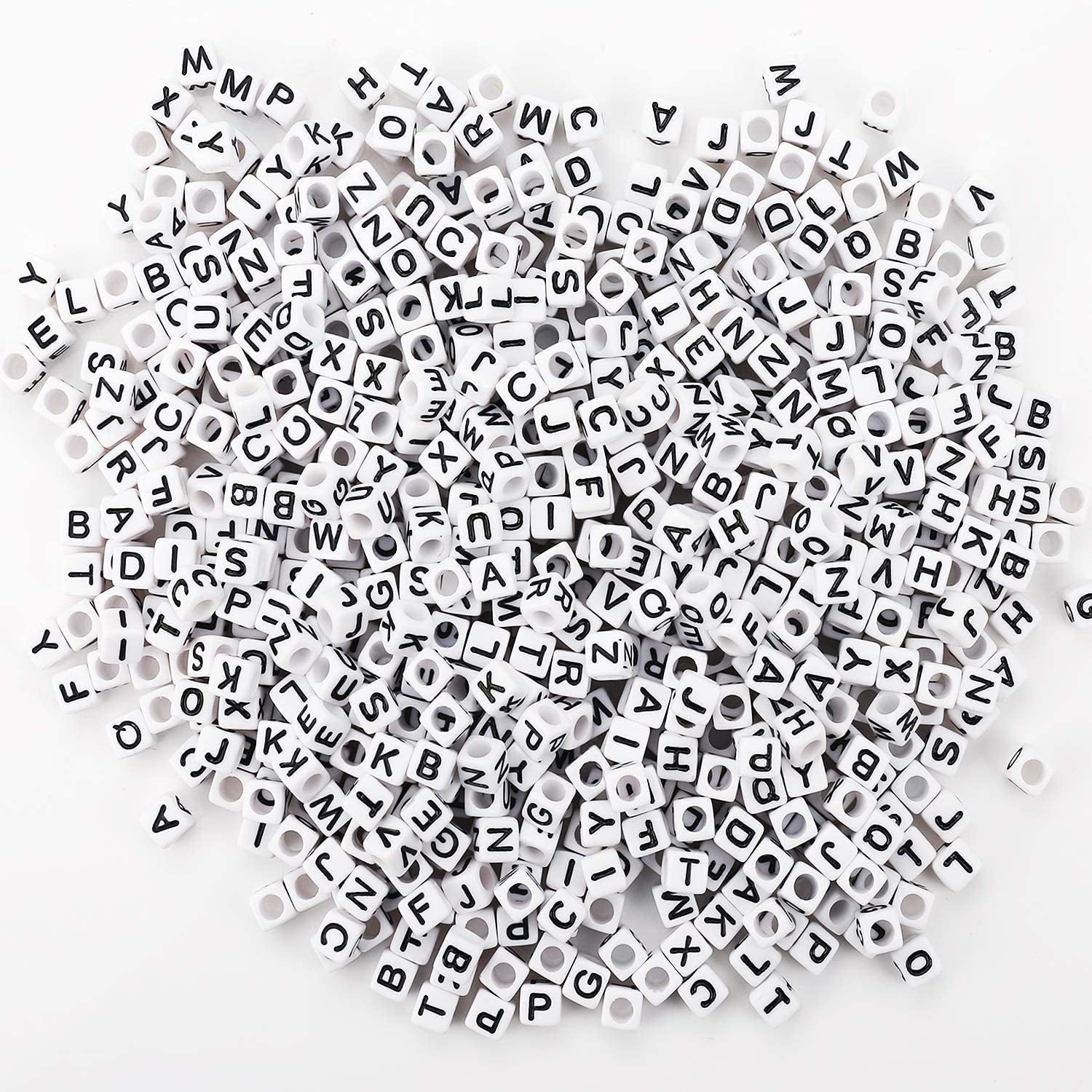 Letter Beads, 1200PCS Square Letter Beads for Bracelets Making Jewely DIY Necklace Bracelet(6 mm)