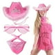 thumbnail image 3 of Guardurnaity 3 uds. De vaquera rosa para mujer, sombrero para fiesta de carnaval, sombrero, Bandana rosa, 3 uds., disfraz de vaquera rosa para Sombreros do, 3 of 6