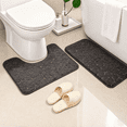 thumbnail image 3 of Bathroom Rugs Sets 2 Piece , Minimalist, Non Slip Washable Bath Mat and U-Shaped Toilet Rug (Gray), 3 of 6