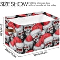 thumbnail image 3 of GZHJMY 2 Pack Foldable Rectangular Storage Baskets,Fabric Shelves Storage Bins with Leather Handles for Organizing Closet Clothes, Toys, Towels, Bedroom, Bathroom, Nursery, Office, Skulls in Santa Hat, 3 of 7