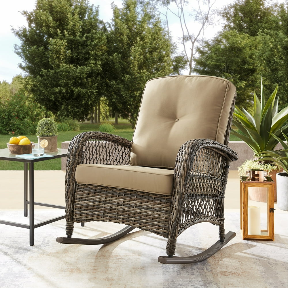 Corvus Salerno Outdoor Hand Woven Resin Wicker Rocking Chair Rocking