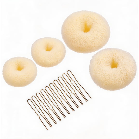 Hair Bun Maker for Kids Girls, Ballet Hair Donut Shaper in 4 Sizes, Black Mesh Chignon Makers Styling Kit for Toddlers & Women, Multi-Pack, Blonde