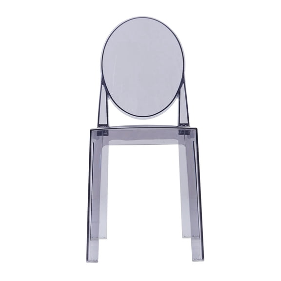 2xhome Mid Century Modern Dining Room Side Chair, Clear Transparent Ghost Accent Armless Lounge Chair, Smoke, Set of 1, 1 piece