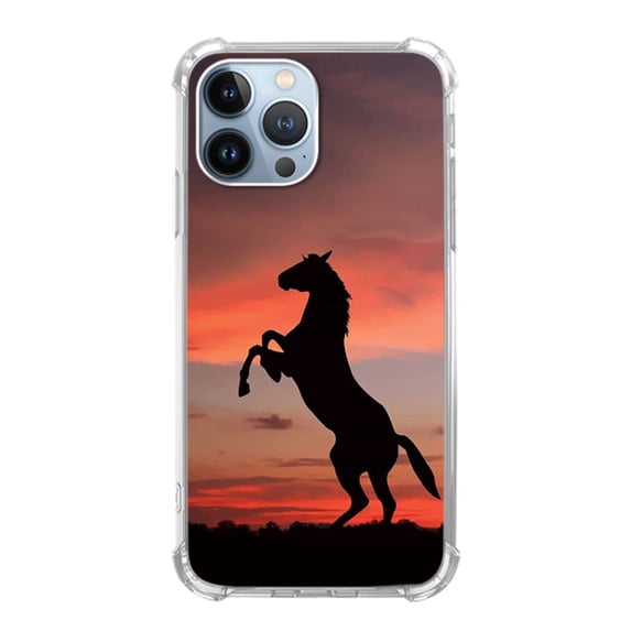 Black Horse Case for iPhone 13 Pro Max,Aesthetic Art Design TPU Bumper Cover Case