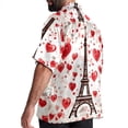 thumbnail image 3 of Eiffel Tower Valentine's Day Men's Short Sleeve Beach Shirts, Casual Printed Button Down Summer Shirts for Men and Women, 3 of 6