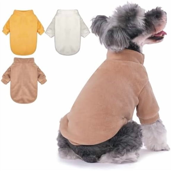 Dog Sweater, 3 Pack Dog Sweaters for Small Dogs Girl Boy, Ultra Soft Warm Puppy Clothes Dog Coat for Winter (Camel Beige Yellow, XX-Small)