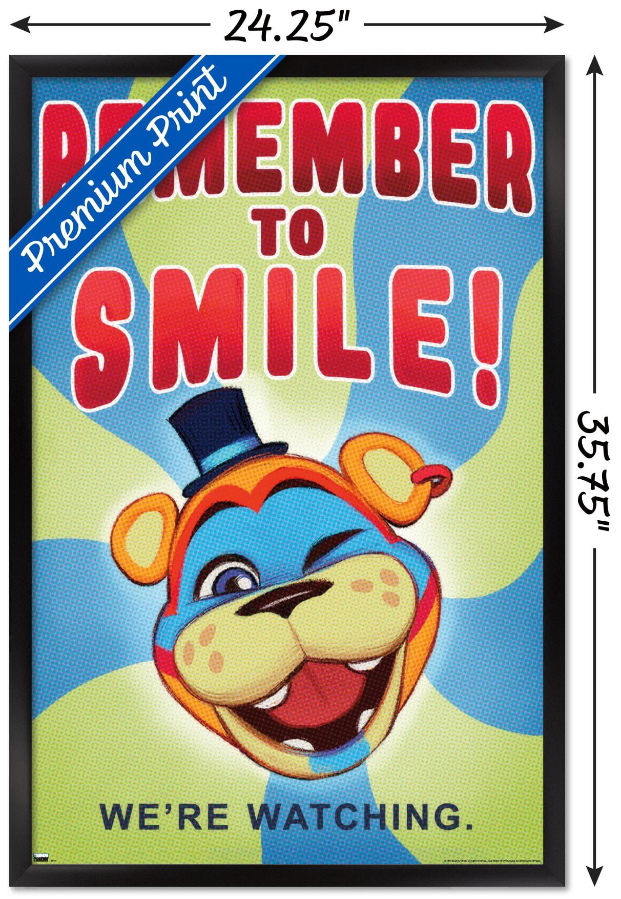 Five Nights at Freddy's: Security Breach - Remember To Smile Wall Poster, 22.375" x 34" Framed