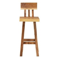 bali & pari Luli Suar Wood Bar Stool - Handcrafted Solid Wood Stool