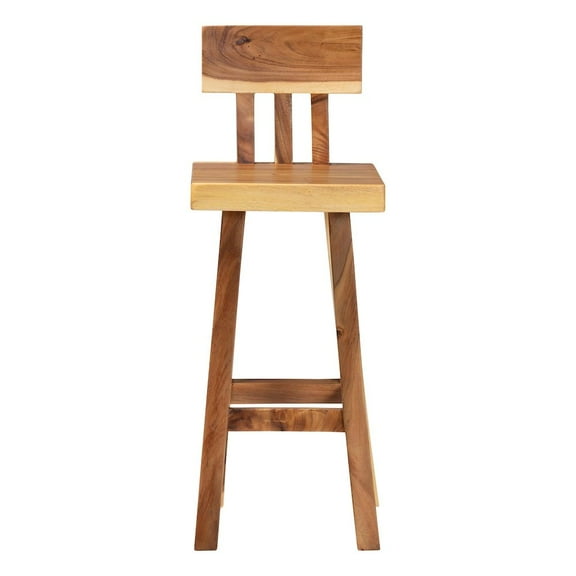 bali & pari Luli Suar Wood Bar Stool - Handcrafted Solid Wood Stool