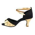 thumbnail image 2 of Calzado Cha Cha cómodo en negro y dorado para mujeres para noches glamorosas de salsa Zapatos elegantes de baile latino, 2 of 8