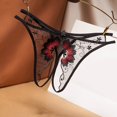 thumbnail image 2 of Skpblutn Women'S Briefs Low Waist Flower Embroidery Hollow Out Transparent Mesh Thong Open Crotch Free Womens Underwear Black One Size, 2 of 5