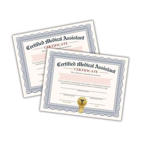 Certified Medical Assistant CMA Certificate of Graduation Completion 6pk on Linen 8.5x11 Certification Card Keepsake Gift School Tech