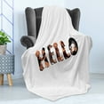 thumbnail image 4 of Dachshund Soft Flannel Fleece Throw Blanket, Dachshund Puppies Spelling the Word Hello Animal Font Design, Cozy Plush for Indoor and Outdoor Use, 50" x 60", Brown Caramel Taupe, by Ambesonne, 4 of 5