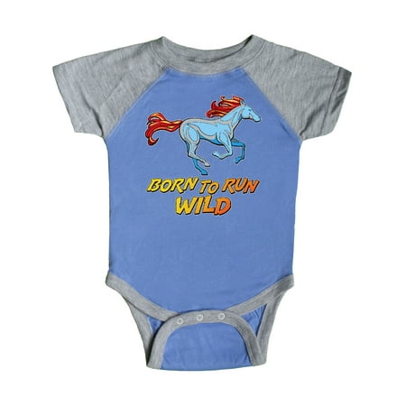 

Inktastic Born to Run Wild- galloping horse Gift Baby Boy or Baby Girl Bodysuit