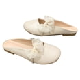 thumbnail image 2 of Zapatillas de verano para niñas, medias zapatillas planas con decoración de lazo, cabeza redondeada, color puro, suaves, de tacón bajo, para compras de fiesta, albaricoque 37, 2 of 14