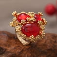 thumbnail image 4 of Vintage Oval Round Stone Statement Ring for Women Gold Plated Elegant Colorful Birthstone Flower Beaded Adjustable Open Wrap Finger Rings Comfort Fit Antique Art Deco Jewelry, 4 of 12