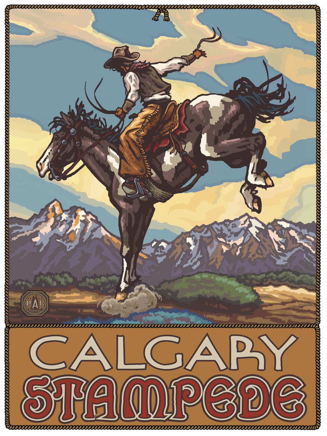 Calgary Stampede Bucking Horse Cowboy Giclee Art Print Poster by Paul A