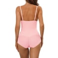thumbnail image 3 of Unique Bargains Women's Straps Leotard Tummy Slimmer Bodysuit Shapewear with Bra S Pink, 3 of 5