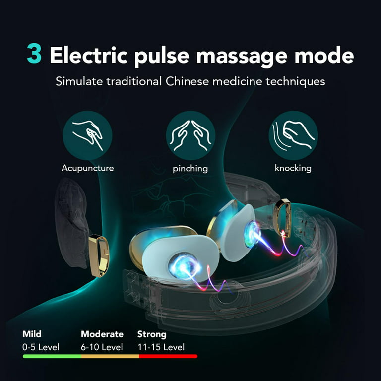 Skg Neck Massage Device with Heat 15 Levels Intensity Electric Pressing  Tapping 4 Modes Cervical Massage for Women Men Travel Home 