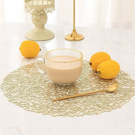 

LANGM EKDSPW Table Mat Placemat Hollow PVC Waterproof Tableware Pad for Dinner Plates Table Decorations Rose 6PCS (Color )