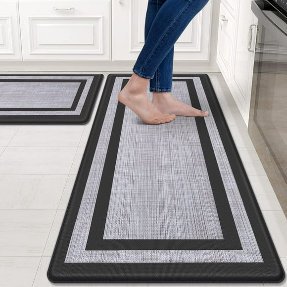 Alfombrilla de cocina Mattitude, acolchada, antifatiga, 2 unidades, color negro
