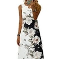 thumbnail image 3 of DYMADE Elegant Floral Print Sleeveless A-Line Midi Long Women Tank Dress, 3 of 5