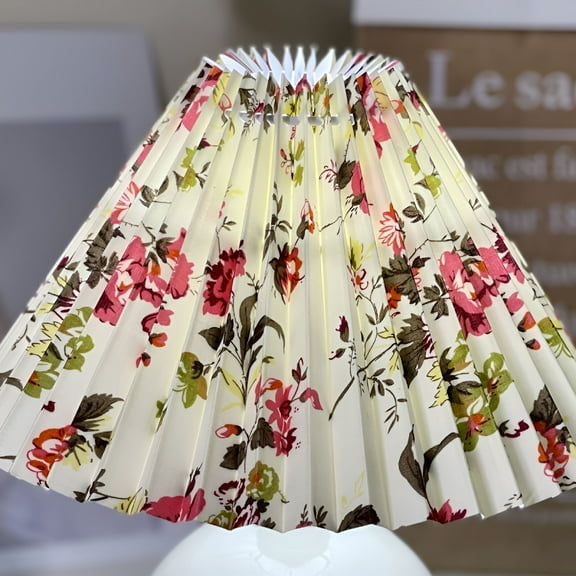 HIBIBUD 2026 New Pleated Lampshade Large Flower Pattern Table Light Shade Fabric Bedroom Lamp Covers Replacement for Household Office Modern Floor Lamp Accessory