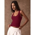 thumbnail image 6 of Women's Studded Ribbed Knit Tank Top Square Neck Sleeveless Fitted Y2K Going Out Crop Tops Wine Red M, 6 of 10