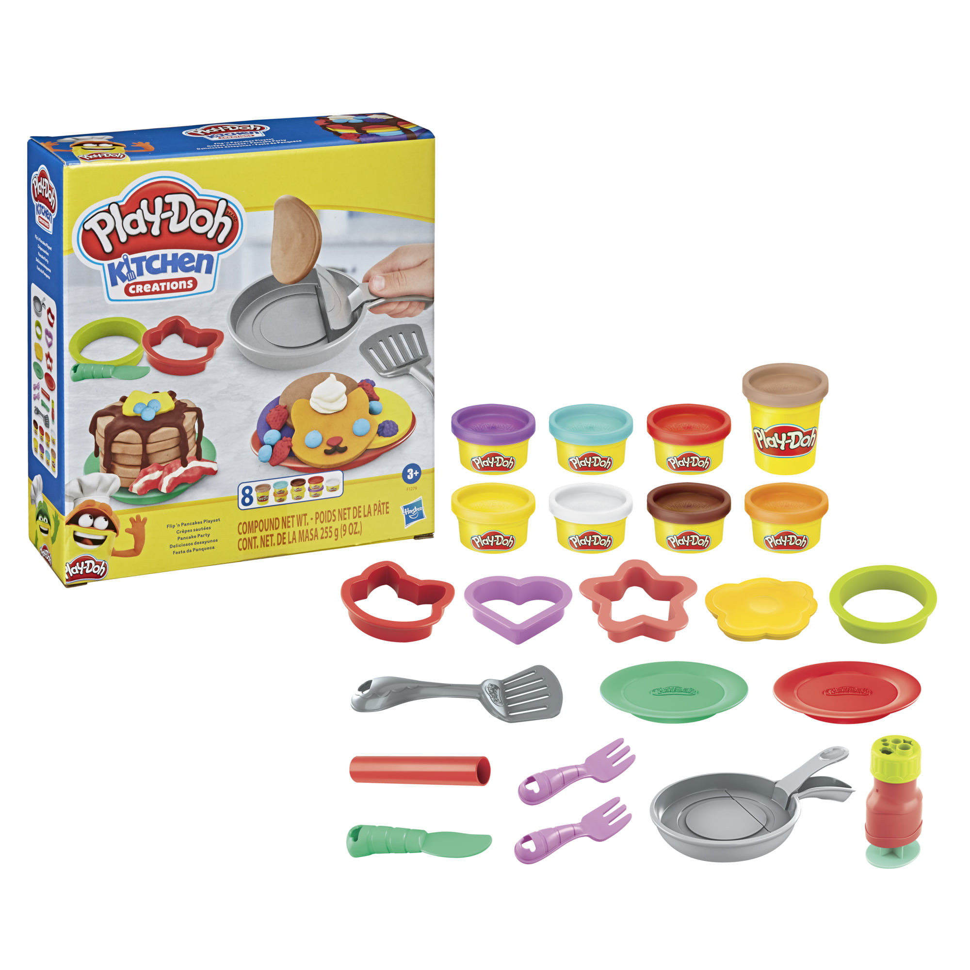 Play-Doh Kitchen Creations Flip 'n Pancakes Playset 8 Compounds 14 Tools Dec.1 