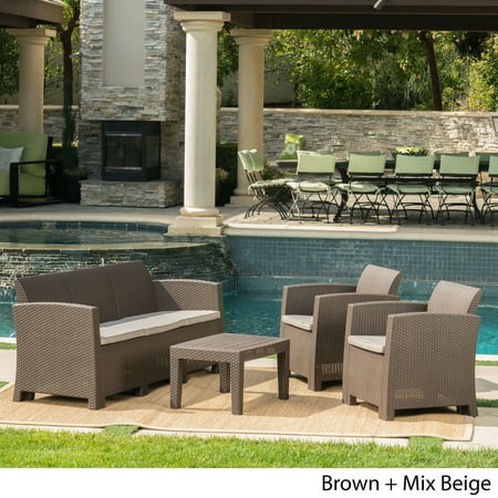 Patio Furniture Sets Jacksonville Fl Christopher Knight Home Jacksonville Outdoor 4-piece Wicker-style Chat Set with Cushion by ()