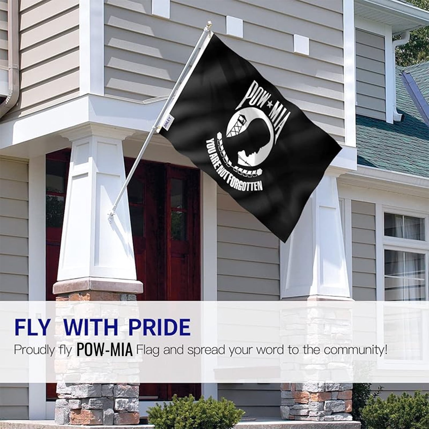 Pow Mia Flag 3x5 FT Double Sided Pow Flags-You Are Not Forgotten Prisoner of War Flag-Memorial Veterans Armed Forces Military Flag Banner with 2 Brass Grommets for Indoor Outdoor
