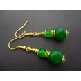 thumbnail image 6 of K-KED A PAIR OF PRETTY 8-10 MM MULTICOLOR JADE GEMSTONE BEAD DANGLY EARRINGS. NEW.-Blue Jade, 6 of 8