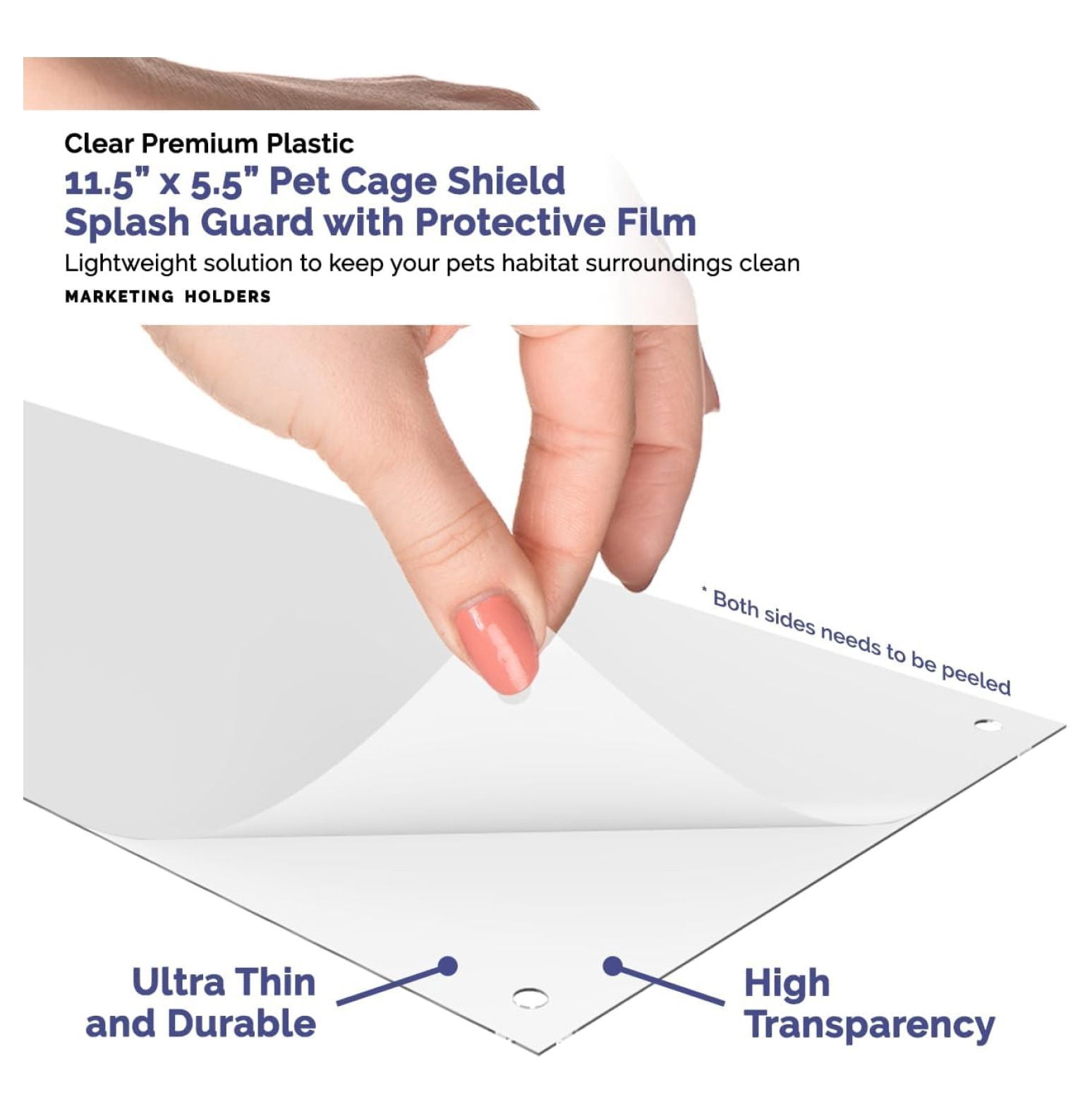 Urine Scatter Guard (8 Pack) for Cage - Clear and Bendable - Keep Bedding and Litter in Cage - Used for Guinea Pigs, Hedgehogs, Hamsters, Chinchillas, Rabbits, Reptiles and Other Small Animals
