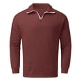 thumbnail image 5 of Uooqdmx Sweatshirts for Men Quarter Zip Pullover Men Casual Loose Hoodless Oversize Zipper Solid Stand Collar Pullover Sweater Top Men's Fashion Hoodies & Sweatshirts Red 2xl, 5 of 6