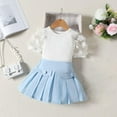 thumbnail image 2 of Fesfesfes Outfits For Kids Kids Girls Summer Outfits Toddler Girls Short Sleeve Shirts Tops Pleated Skirt Set 2Pcs Clothing For Girls 18 Months-5 Years 18-24 Months, 2 of 3