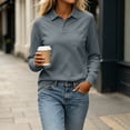 thumbnail image 6 of Elwylmiz Women's Long Sleeve Tops Collared Polo Shirts with Pocket Slim Fit Casual Work Office Athletic Basic Shirt, 6 of 7