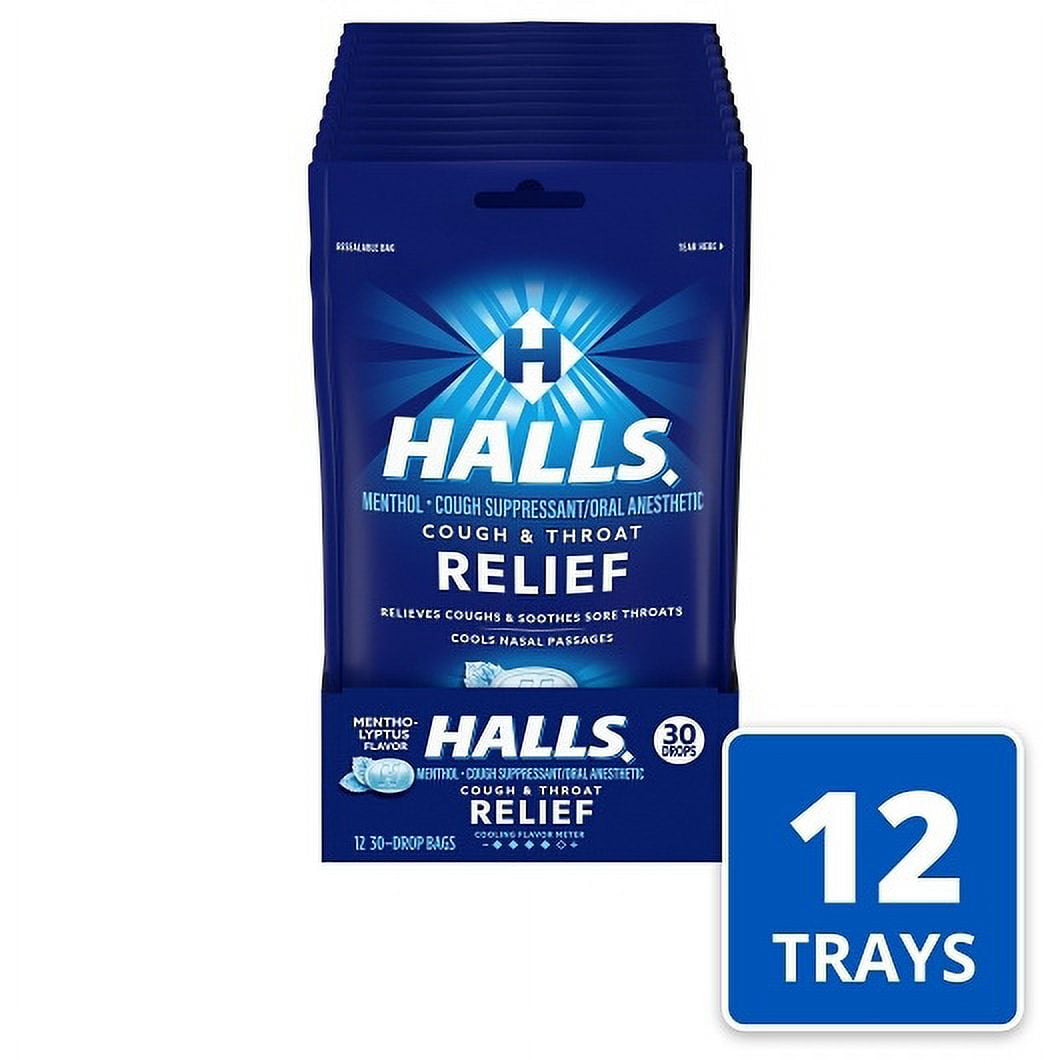 (Price/Case)Halls Menthol Eucalyptus Cough Drops, 30 Count, 12 Per Box, 4 Per Case