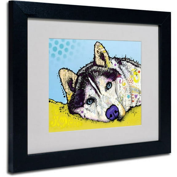 Matted art under acrylic in a black frame