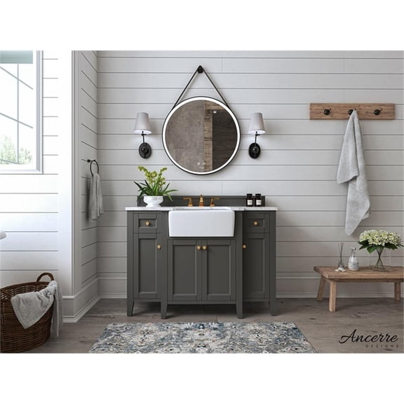 Ancerre Designs Adeline 48" Wood Bathroom Vanity Set in Sapphire Gray