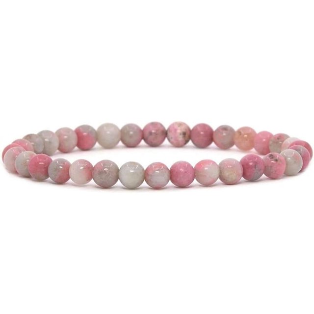 Angelstones Bracelet Extensible Unisexe en Perles Rondes de 6 mm en Tourmaline Rose Naturelle