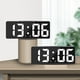 thumbnail image 5 of Reloj despertador digital LED con gran pantalla, estilo minimalista moderno, reloj de marco negro con fondo blanco, 5 of 7