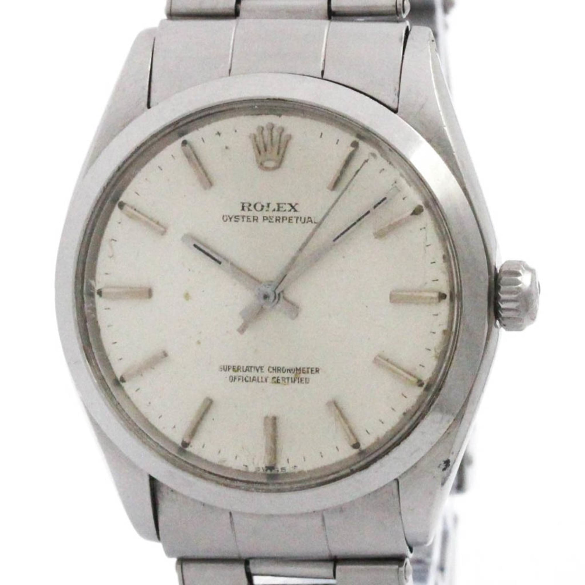 Pre-Owned ROLEX Oyster Perpetual 1002 Steel Automatic Mens Watch Vintage (Fair)