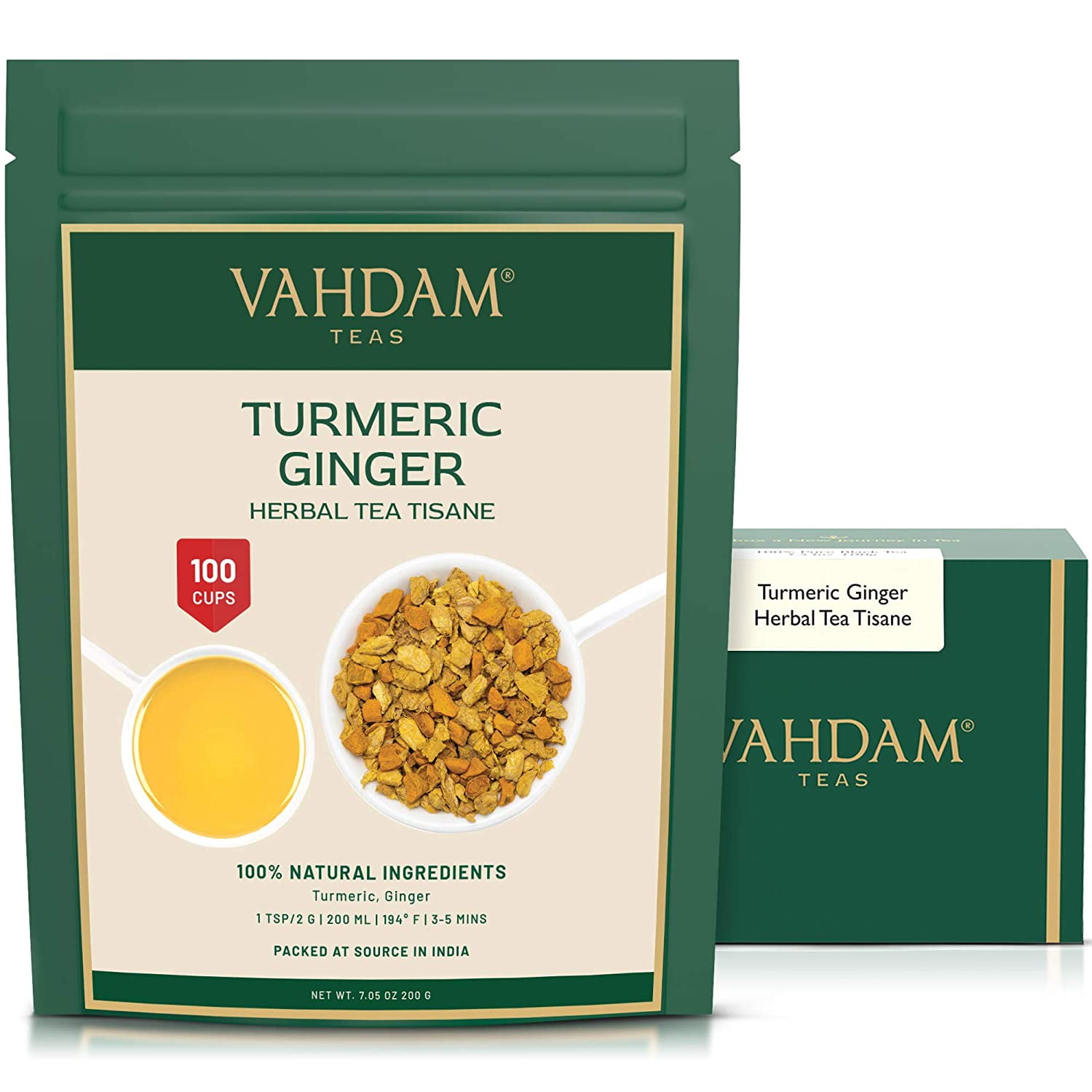 Vahdam Turmeric Ginger Tea Herbal Tea Tisane Turmeric Tea 7oz