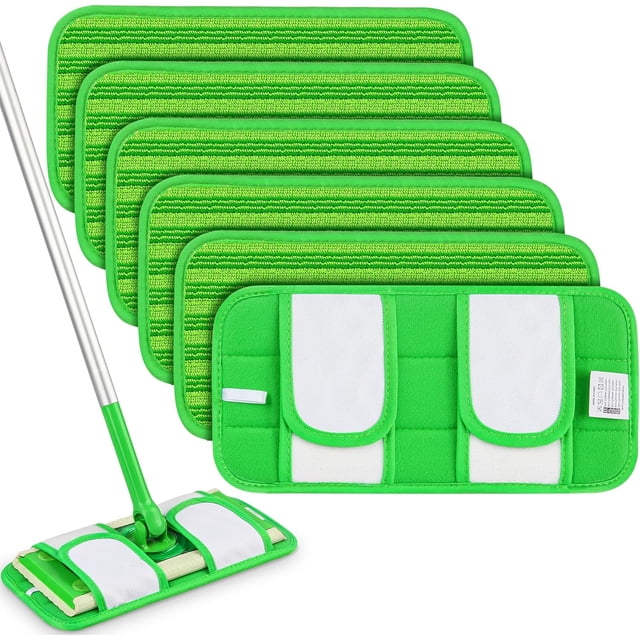 Almohadillas de trapeador reutilizables CHAO para Swiffer Sweeper 6 piezas microfibra verde