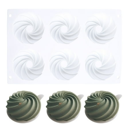 

CHAOMA 6 Cavity Round Spiral Silicone Cake Mold for Chocolate Mousse Ice Cream Dessert Pastry Baking Pan Mould Decorating Tool